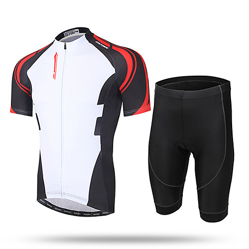 

21Grams Men's Short Sleeve Cycling Jersey with Shorts Coolmax Mesh Spandex White / Black Novelty Bike Shorts Pants / Trousers Jersey Breathable 3D Pad Quick Dry Ultraviolet Resistant Reflective