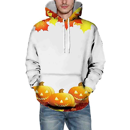 

Men's Halloween Pullover Hoodie Sweatshirt Graphic Hooded Halloween Hoodies Sweatshirts White