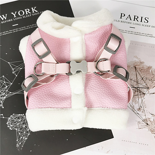 

Dog Harness Dress Color Block Party Cute Christmas Party Winter Dog Clothes Puppy Clothes Dog Outfits Warm Pink Costume for Girl and Boy Dog Fabric XS S M L XL XXL