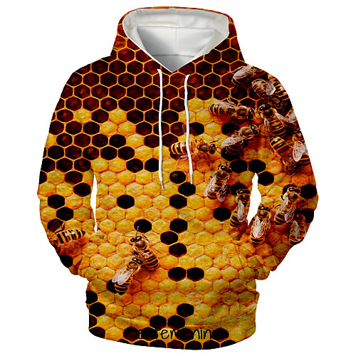 

Men's Hoodie Graphic Daily Going out 3D Print Sports & Outdoors Basic Hoodies Sweatshirts Yellow