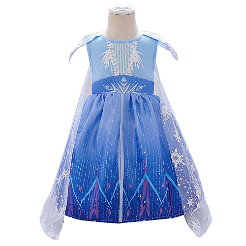 

Elsa Dress Cosplay Costume Girls' Movie Cosplay Vacation Dress Halloween Blue Dress Halloween New Year Polyester / Cotton