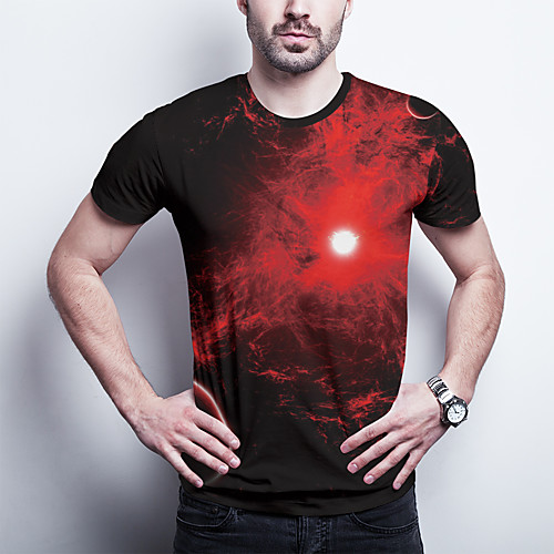 

Men's T shirt 3D Print Graphic Plus Size Print Short Sleeve Daily Tops Basic Red