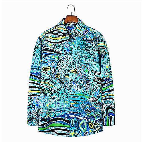 

Men's Shirt Other Prints Graphic Long Sleeve Daily Tops Blue