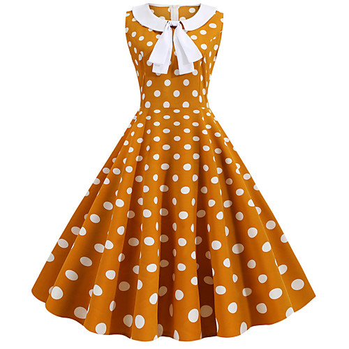 

Audrey Hepburn Polka Dots Dresses Retro Vintage 1950s Vacation Dress Dress Party Costume A-Line Dress Tea Dress Women's Costume White / Red / Yellow Vintage Cosplay Party / Evening Homecoming