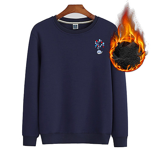 

Men's Sweatshirt Pullover Black White Blue Rivet Crew Neck Fleece Cartoon Cool Sport Athleisure Sweatshirt Top Long Sleeve Warm Soft Comfortable Everyday Use Causal Exercising General Use / Winter