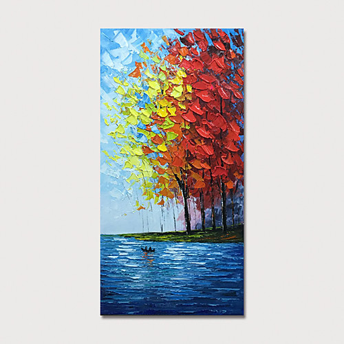 

Oil Painting Hand Painted Vertical Landscape Floral / Botanical Modern Stretched Canvas