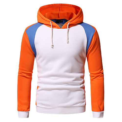 

Men's Pullover Hoodie Sweatshirt Color Block Daily Going out non-printing Casual Hoodies Sweatshirts Black Orange