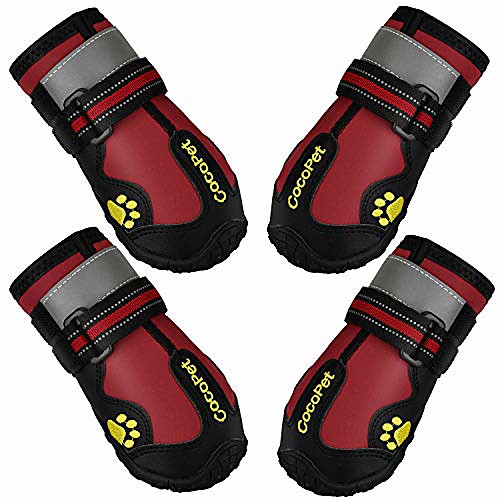 

waterproof dog boots for medium large dogs with safe reflective velcro rugged anti-slip,running dog shoes for paw protection 4 pcs