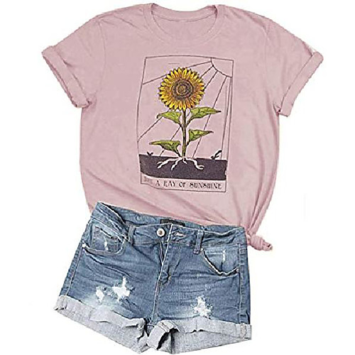 

womens sunflower just ray of the sunshine t-shirt women summer tee teen girls casual tops & #40;m, pink#1& #41;