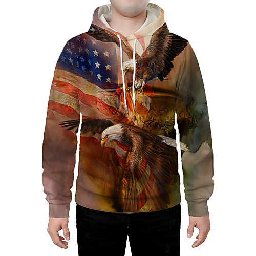 

Men's Hoodie Graphic National Flag Animal Daily Going out 3D Print Basic Streetwear Hoodies Sweatshirts Brown