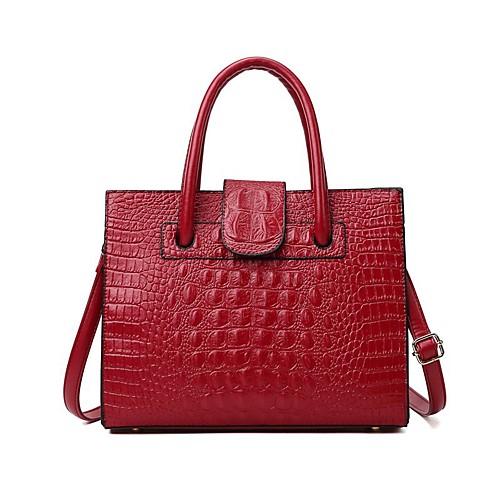 

Women's Bags PU Leather Leather Satchel Top Handle Bag Buttons Daily Outdoor Handbags Black Red Champagne Brown