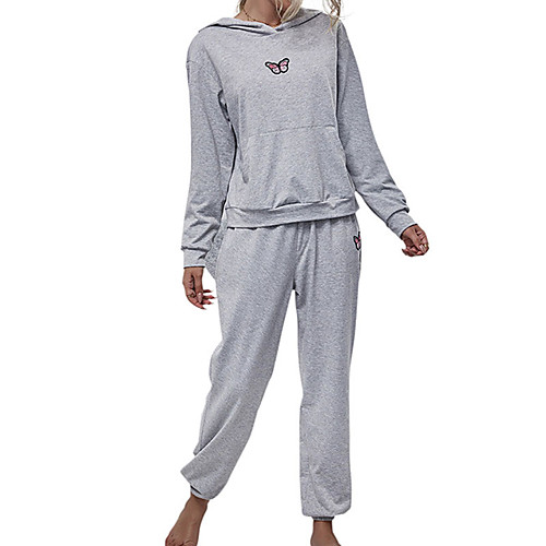 

Women's Sweatsuit 2 Piece Set Artistic Style Loose Fit Hoodie Butterfly Sport Athleisure Sweatshirt and Pants Outfits Clothing Suit Long Sleeve Warm Soft Oversized Comfortable Everyday Use Causal