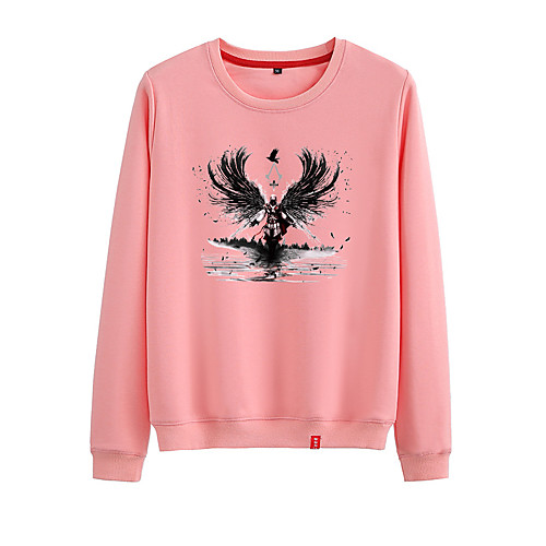 

Women's Sweatshirt Pullover Black White Pink Cartoon Crew Neck Cartoon Cute Sport Athleisure Sweatshirt Top Long Sleeve Warm Soft Comfortable Everyday Use Causal Exercising General Use / Winter
