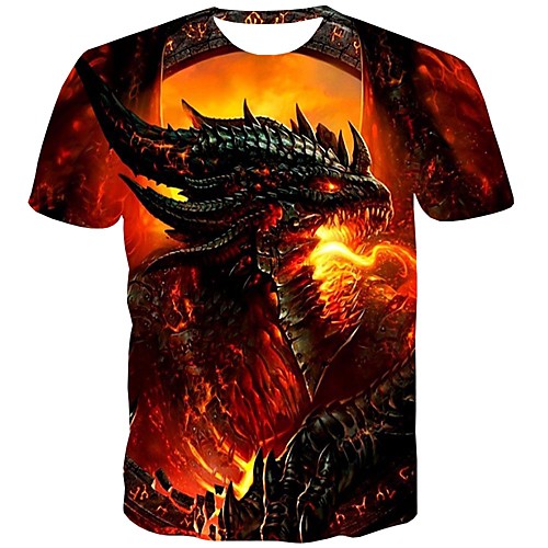 

Men's T shirt Graphic Print Short Sleeve Daily Tops Streetwear Red