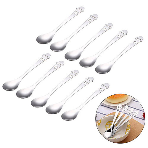 

10Pcs Smile Face Tea Spoon Stainless Steel Coffee Drink Teaspoon