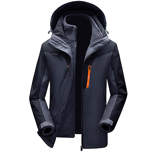 

Men's Hiking Windbreaker Winter Outdoor Patchwork Thermal Warm Windproof Breathable Warm 3-in-1 Jacket Camping / Hiking Hunting Ski / Snowboard Jacinth Gray Red Blue Grey