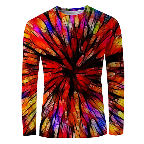 

Men's T shirt 3D Print Graphic Long Sleeve Daily Tops Basic Elegant Rainbow