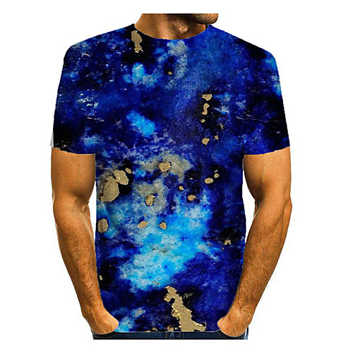 

Men's T shirt Graphic Short Sleeve Daily Tops Basic Elegant Blue