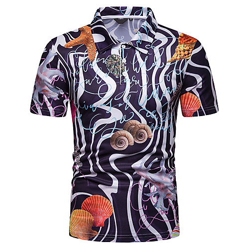 

Men's Polo Graphic Short Sleeve Daily Tops Rainbow