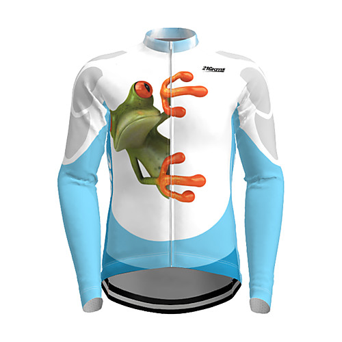 

21Grams Men's Long Sleeve Cycling Jersey Blue Orange Green Frog Animal Bike Jersey Top Mountain Bike MTB Road Bike Cycling Breathable Quick Dry Sports Clothing Apparel / Micro-elastic / Athleisure