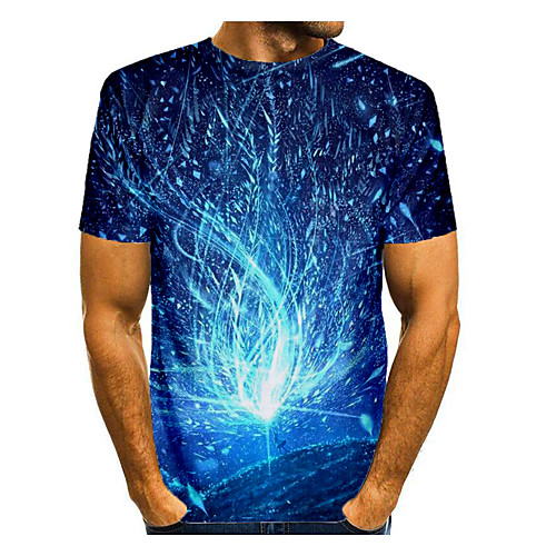 

Men's T shirt Graphic Short Sleeve Daily Tops Basic Elegant Blue