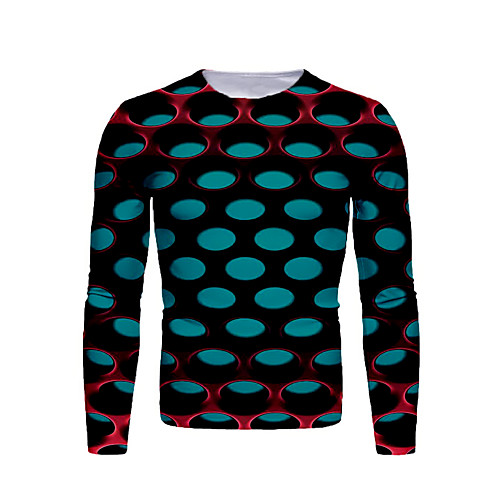 

Men's Graphic T-shirt Print Long Sleeve Daily Tops Basic Round Neck Light Blue / Sports