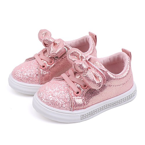 

Girls' Sneakers Comfort PU Sequins Little Kids(4-7ys) Big Kids(7years ) Daily Walking Shoes Bowknot Pink Gold Silver Fall Spring