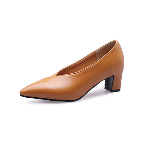 

Women's Loafers & Slip-Ons Wedge Heel Pointed Toe Casual Daily PU Solid Colored Almond Black Yellow