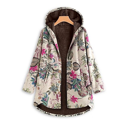 

Women's Padded Parka Floral Polyester Fuchsia / Orange / Navy Blue S / M / L