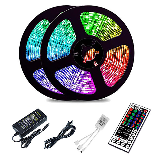 

LOENDE 10M LED Strip Lights RGB Tiktok Lights 2835 SMD 600 LED String Tape 44 Key IR Remote control LED Ribbon Tape Under Cabinet Cupboard Decoration