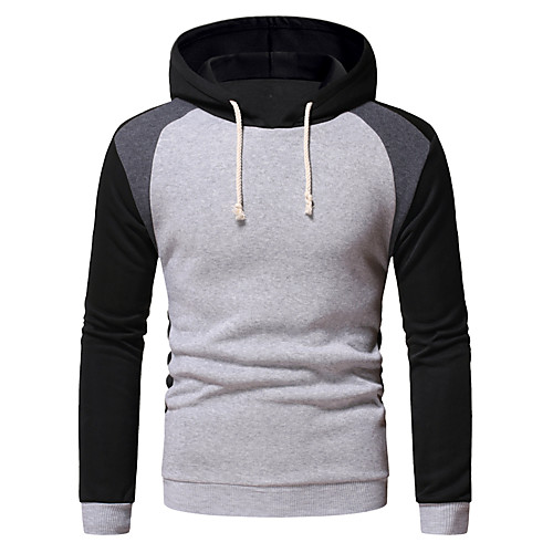 

Men's Pullover Hoodie Sweatshirt Color Block Hooded Basic Hoodies Sweatshirts Black Orange