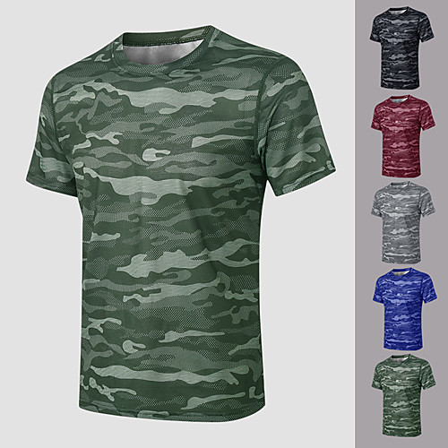 

YUERLIAN Men's Short Sleeve Running Shirt Tee Tshirt Top Athletic Athleisure Spandex Breathable Quick Dry Soft Fitness Gym Workout Performance Running Training Sportswear Black Red Army Green Blue