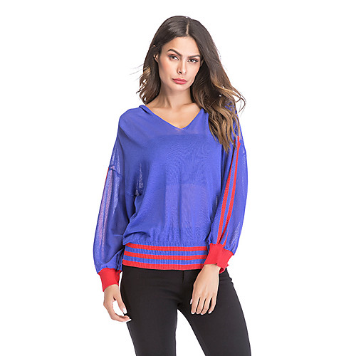 

Women's Tee / T-shirt Side-Stripe V Neck Stripes Sport Athleisure T Shirt Long Sleeve Breathable Soft Comfortable Everyday Use Exercising General Use