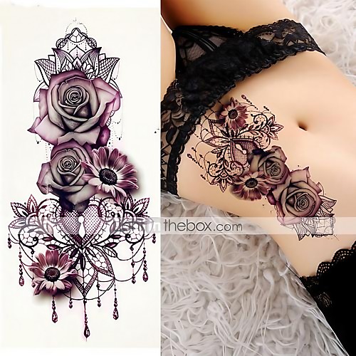 

3 pcs Temporary Tattoos Rose Tattoos tattoo designs Trend Smooth Sticker Water Resistant / Safety brachium / Shoulder Card PaperTattoo Body Stickers for Women