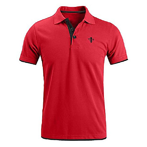 

mens short sleeve polo shirts slim fit casual contrast sports golf polo t shirt & #40;medium, red& #41;