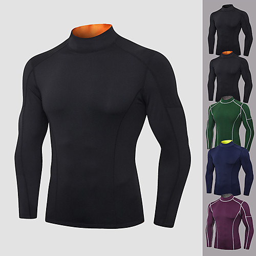 

YUERLIAN Men's Long Sleeve High Neck Compression Shirt Running Shirt Tee Tshirt Top Athletic Athleisure Winter Spandex Quick Dry Breathable Soft Fitness Gym Workout Performance Running Training