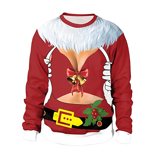 

Women's Men's Pullover Sweatshirt Cartoon Ugly Christmas Christmas Hoodies Sweatshirts Red