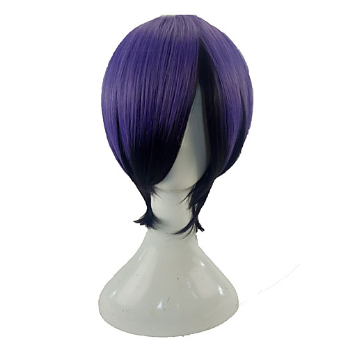 

Tokyo Ghoul Kirishima Touka Cosplay Wigs Unisex Side Part 12 inch Heat Resistant Fiber Straight Dark Gray Purple Teen Adults' Anime Wig