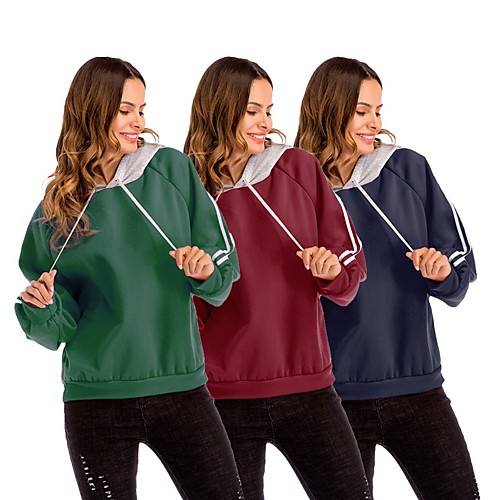 

Women's Hoodie Pullover Side-Stripe Oversized Patchwork Hoodie Fleece Color Block Cute Sport Athleisure Hoodie Top Long Sleeve Warm Soft Comfortable Everyday Use Causal Exercising General Use