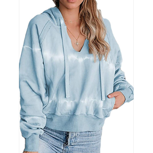 

Women's Pullover Hoodie Sweatshirt Tie Dye Daily Holiday Other Prints Casual Hoodies Sweatshirts Loose Black Blue Green
