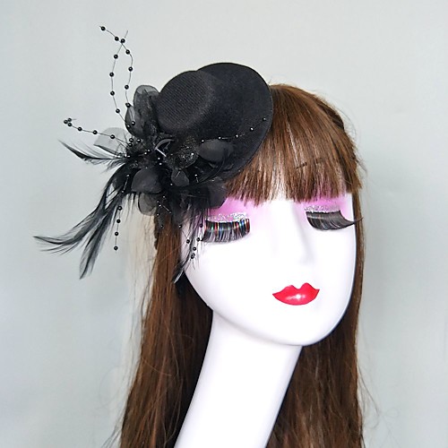 Headpieces Feathers / Net Fascinators / Hats / Headpiece with Feather / Cap / Flower 1 PC Wedding / Horse Race / Ladies Day Headpiece