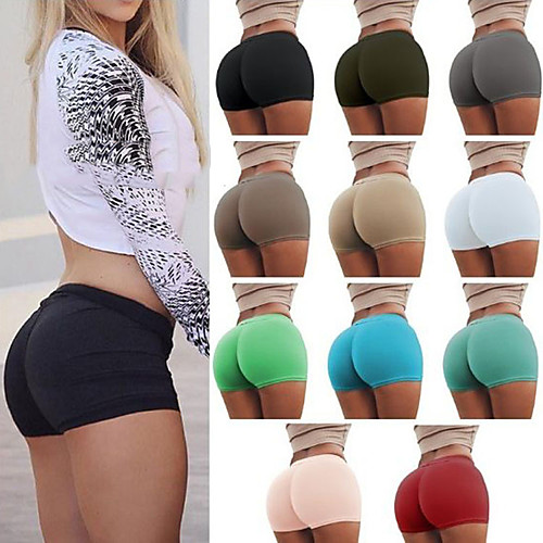 

Women's Yoga Shorts Shorts Bottoms Tummy Control Butt Lift Breathable White Black Burgundy Yoga Fitness Gym Workout Sports Activewear Stretchy