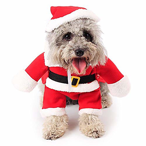 

dog christmas costumes pet cat clothes sweater small dog santa suite with hat xmas jumpsuit dress