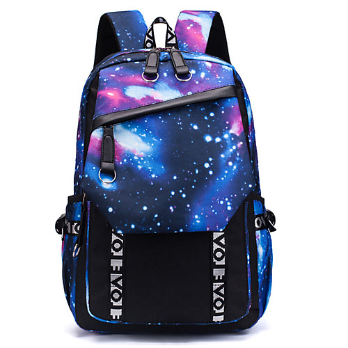 

Unisex Canvas School Bag Functional Backpack Large Capacity Waterproof Zipper Multi Color 3D Print Daily Backpack White Black Blue Red