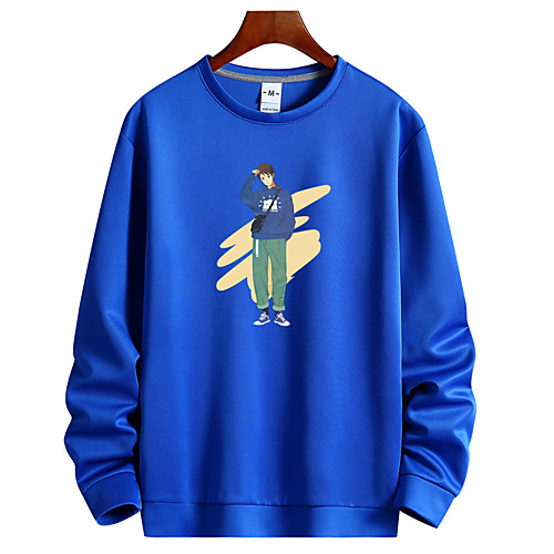 

Men's Pullover Sweatshirt Graphic Round Neck Daily Going out Casual Streetwear Hoodies Sweatshirts White Black Blue
