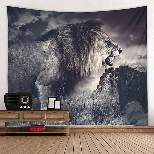 

Mighty Lion Digital Printed Tapestry Decor Wall Art Tablecloths Bedspread Picnic Blanket Beach Throw Tapestries Colorful Bedroom Hall Dorm Living Room Hanging