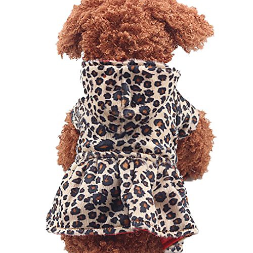 

puppy clothing, pet dog leopard hoodie coat lovely warm apparl outfit (brown, m)