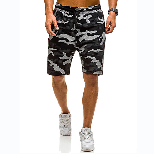 

Men's Sporty Basic Breathable Cotton Slim Daily Holiday Sweatpants Shorts Pants Camouflage Classic Drawstring White Black / Summer / Elasticity