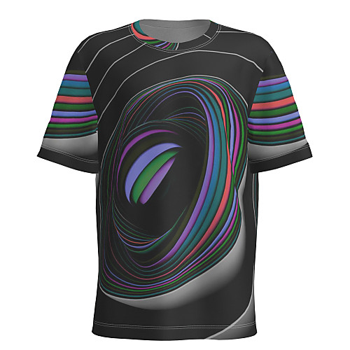 

Men's T shirt 3D Print Graphic Abstract Short Sleeve Daily Tops Basic Black