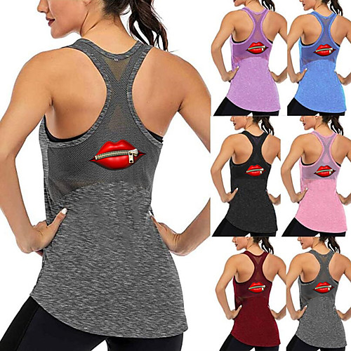 

Women's Tank Top Patchwork Fashion Black Purple Red Blue Pink Mesh Cotton Yoga Fitness Gym Workout Top Sport Activewear Breathable Quick Dry Comfortable Stretchy